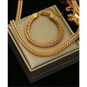 Double Wheat Chain Necklace Bracelet Set